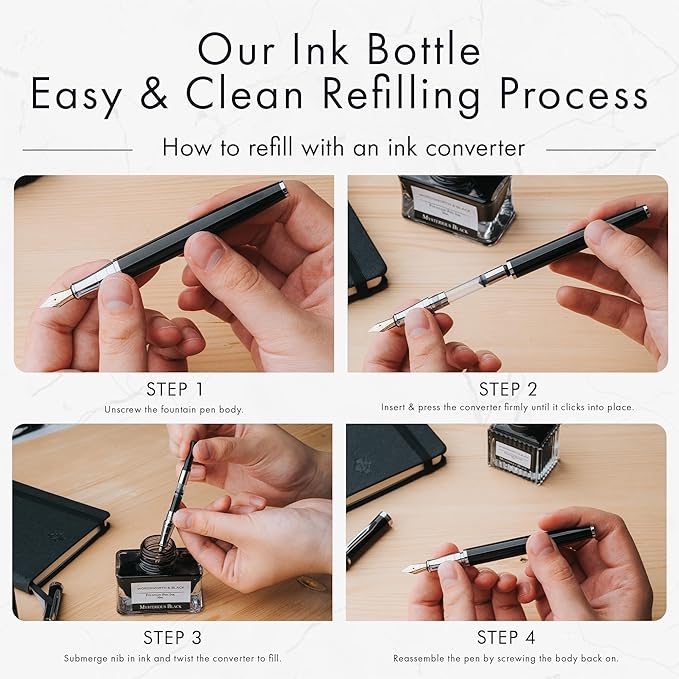 Wordsworth and Black Fountain Pen Ink Bottle (50 ml) Premium Luxury Edition, [Orange] Fountain Pens Bottled Ink; Classic Designed Bottle Smooth Flow 50 ml