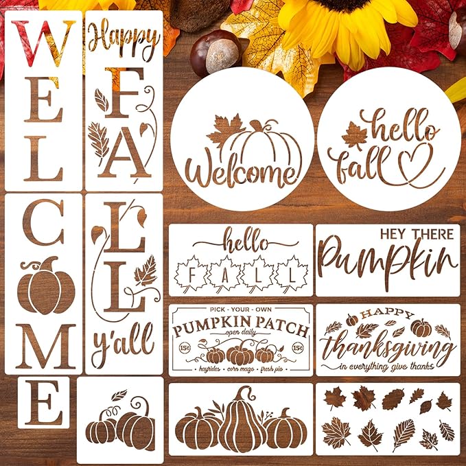 Fall Stencils for Painting on Wood Pumpkin Stencil Thanksgiving Stencils for Porch Wood Sign Door Hanger Decor