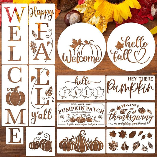 Fall Stencils for Painting on Wood Pumpkin Stencil Thanksgiving Stencils for Porch Wood Sign Door Hanger Decor