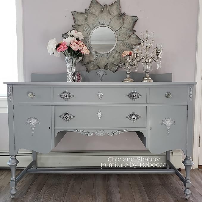 Dixie Belle Paint Company Chalk Finish Furniture Paint - Manatee Gray (32oz) - Matte Light Gray Chic Chalk Mineral DIY Furniture Paint