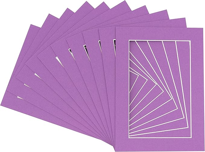 6x8 Mat for 8x10 Frame - Precut Mat Board Acid-Free Show Kit with Backing Board, and Clear Bags Dark Purple 6x8 Photo Matte Made to Fit a 8x10 Picture Frame Matboard for Framing, Pack of 100 Mats