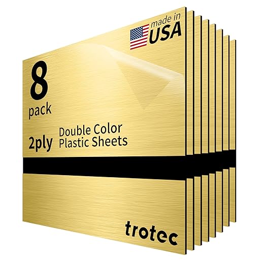 Trotec | Metallic Looking Acrylic Sheet | 12"x12"x1/16, 8 Pcs | Brushed Gold/Black | Metallic Finish - Scratch Resistant for Laser Engraving & Cutting,Printing,Glowforge,Name Plate | USA Made