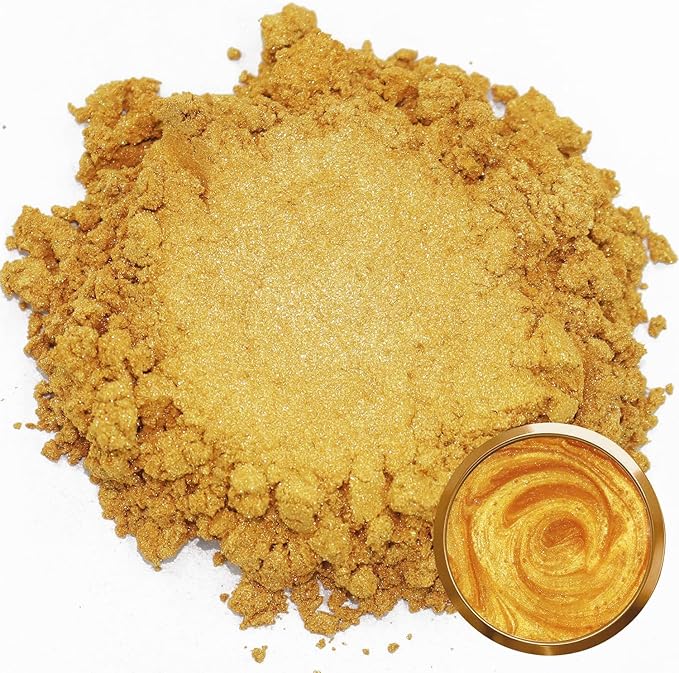 Matio Gold Mica Powder for Epoxy Resin, 1.8oz/ 50g Pearlescent Effect Mica Powder Natural Color Pigment for Soap Making, Bath Bomb, Candle Dye, Resin Craft, Paint, Nails Art, Jewelry, Slime Pigment