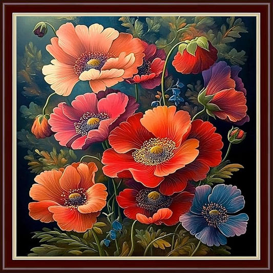 Dimensean Stamped Cross Stitch Kits Full Range of Embroidery Patterns Starter Kits for Beginners Adult or Kids DIY Cross Stitches Needlepoint Kits 11CT- Colorful Flowers 18x18 inch