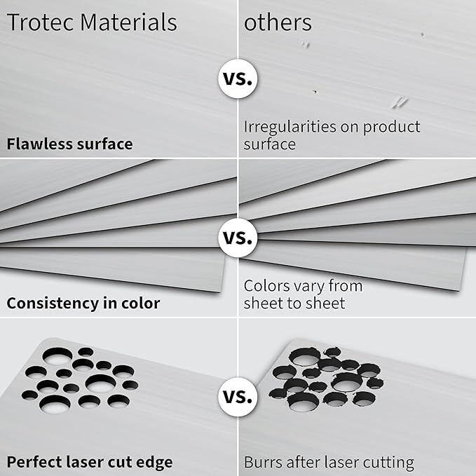Trotec | Metallic Looking Acrylic Sheet | 12"x24"x1/16, 4 Pcs | Brushed Silver/Black | Metallic Finish - Scratch Resistant for Laser Engraving & Cutting,Printing,Glowforge,Name Plate | USA Made