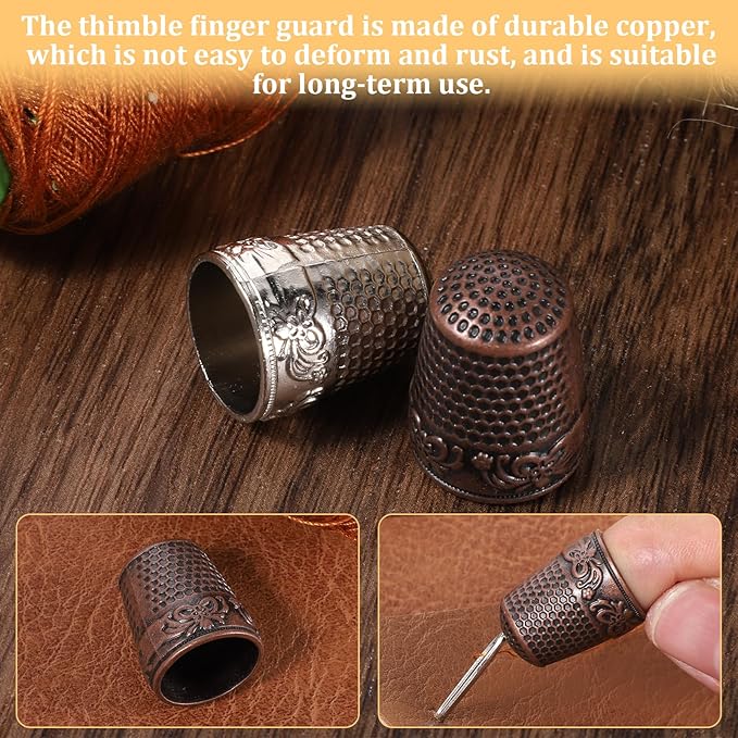 10PCS Hand-Working Sewing Thimble Adjustable Metal Sewing Thimble Rings Fingertip Thimbles Metal Dazzle Color Leather Finger Protectors Thimbles Ring for Knitting Quilting Embroidery DIY Craft Tools