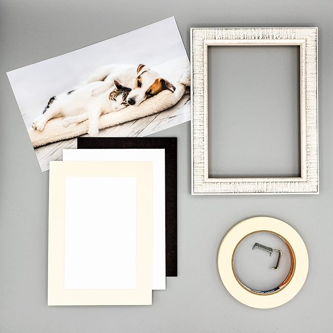 Pack of TEN 8x10 Mats Bevel Cut for 5.5x8.5 Photos - Acid Free Cream Precut Matboards For Pictures, Photos, Framing - 4-ply Thickness