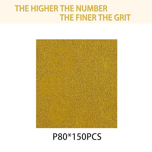 150PCS 80 Grit Gold Sanding Discs, 5-Inch 8-Hole Sandpaper for Random Orbital Sander,for Automotive or Woodworking