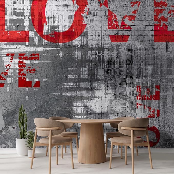 wall26 Wall Sticker/Wall Mural Love Letters Graffiti, Not Peel and Stick, Non-Woven Wallpaper Decorative for Bedroom, Living Room, Office - 108x168 inches