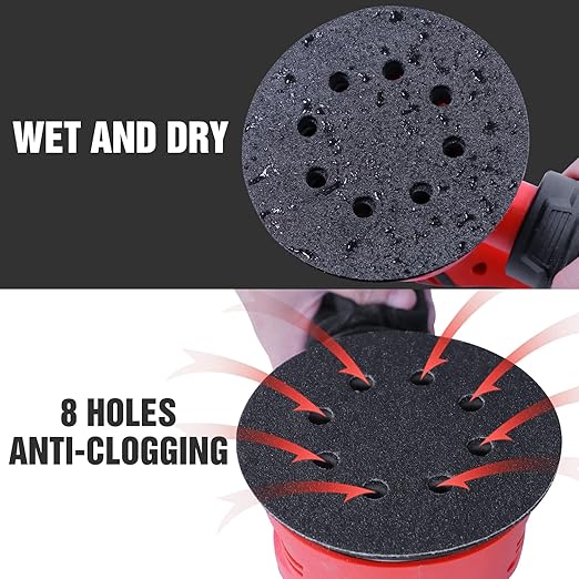 100 Pcs 5 inch Wet Dry Sanding Discs Grit 3000 Hook and Loop 8 Hole Silicon Carbide Orbital Sander Sandpaper