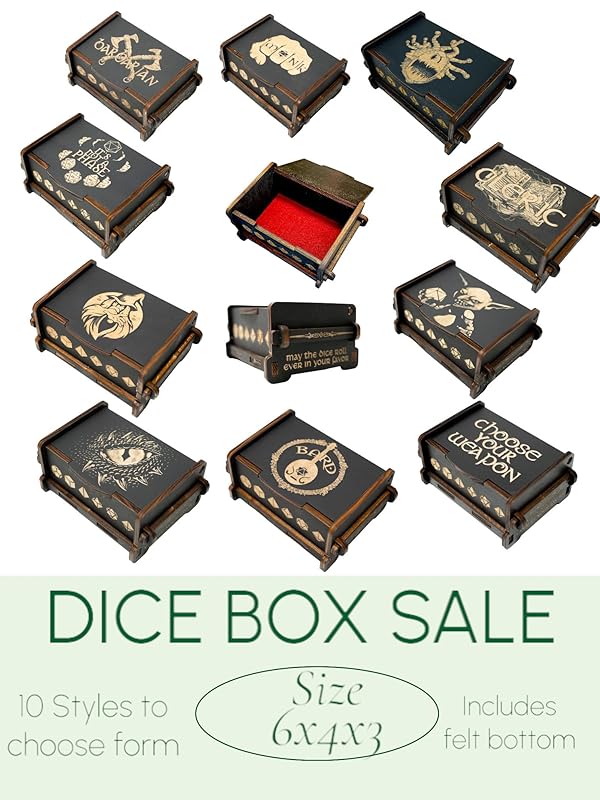 Dice Box - BLACK - 6x4x3 Also holds jewelry and great for desks and desk top items (Bard)