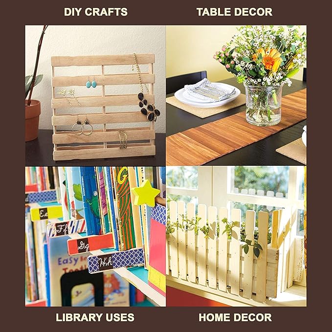 Wooden Paint Stir Sticks - Rewiss Paint Sticks 12 Inch Wood Stirrers Paddles Resin or Kids Wooden Craft Sticks, Garden and Library Markers(Pack of 50)