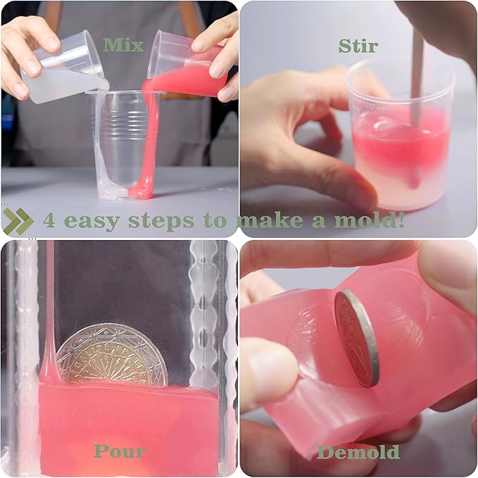 BBBDINO Silicone Mold Making Kit, 15A Fast Cure Silicone for Mold Making Clear 2000g(70.6 Oz), 1A:1B Ideal for Resin/Soap/Candle/Silicon Molds Casting