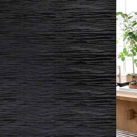 Haton Blackout Window Film, Black Out Sun Blocking Window Cover, Static Cling Frosted Privacy for Glass, Heat Control Darkening Room Coverings Shades Tint for Home Day Sleep, 17.5" x 78.7"