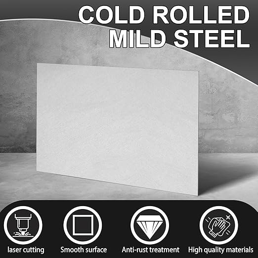 Zonon 4 Pcs 20 Gauge Steel Sheet Metal Cold Roll Steel Sheet 12" x 6" x 0.032" Weldable Metal Roll Steels Plate for DIY Craft Projects Home Auto, Easy to Shape, Weld, Cut and Form