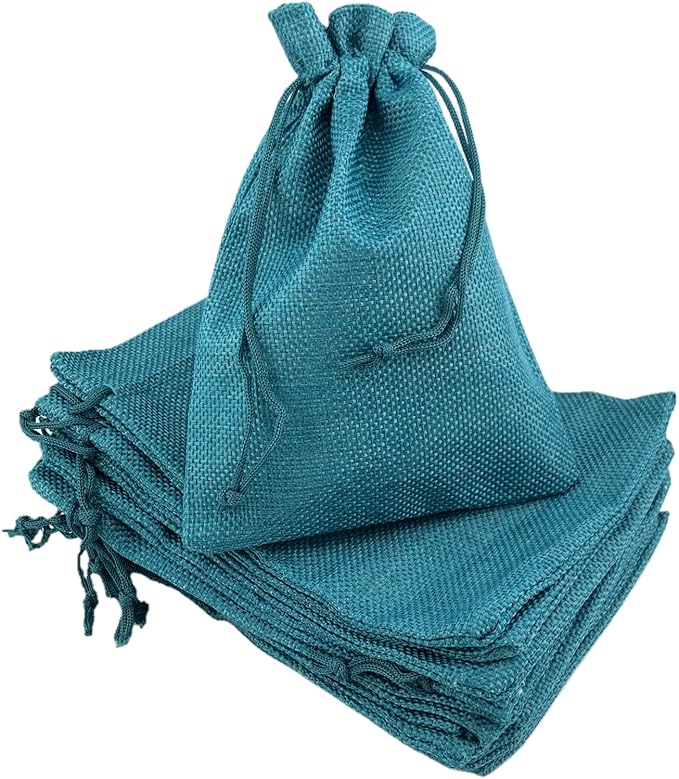 Palmhomee Pack of 25 Burlap Gift Bags with Drawstring Linen Jewelry Pouches Wedding Hessian Jute Bags for Birthday Jewelry and Treat Pouches Party Wedding Favors Gift Art and DIY Craft (7x9 Inch,