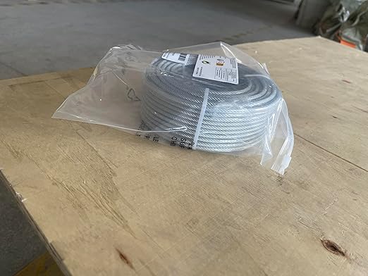3/16" Wire Rope, 100Ft PVC Coated Steel Cable 7×7 Strand Core, Ideal Cable Railing System for Stair Handrail Balusters Porch Fence Deck, String Light Hanging, Clothesline, Curtains, Shade Sail