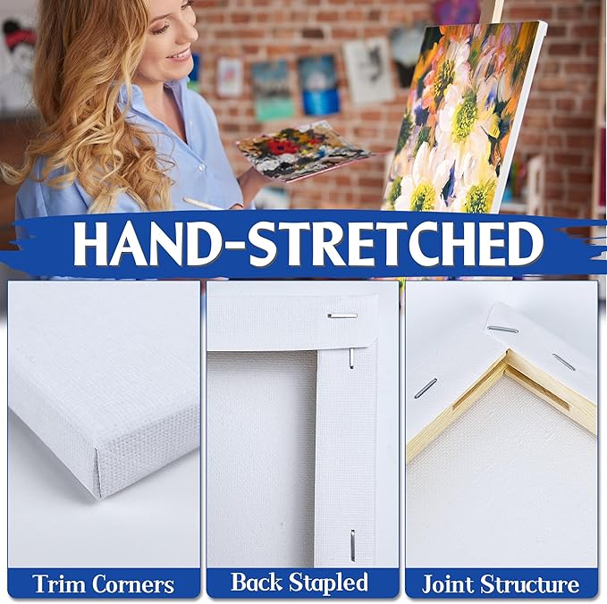 6 Packs Stretched Canvases for Painting with 5x7in,9x12in Canvas, Blank Canvases for Acrylics, Oils & Other Painting Media, 5/8 Inch Profile 100% Cotton Artist Framed Canvas