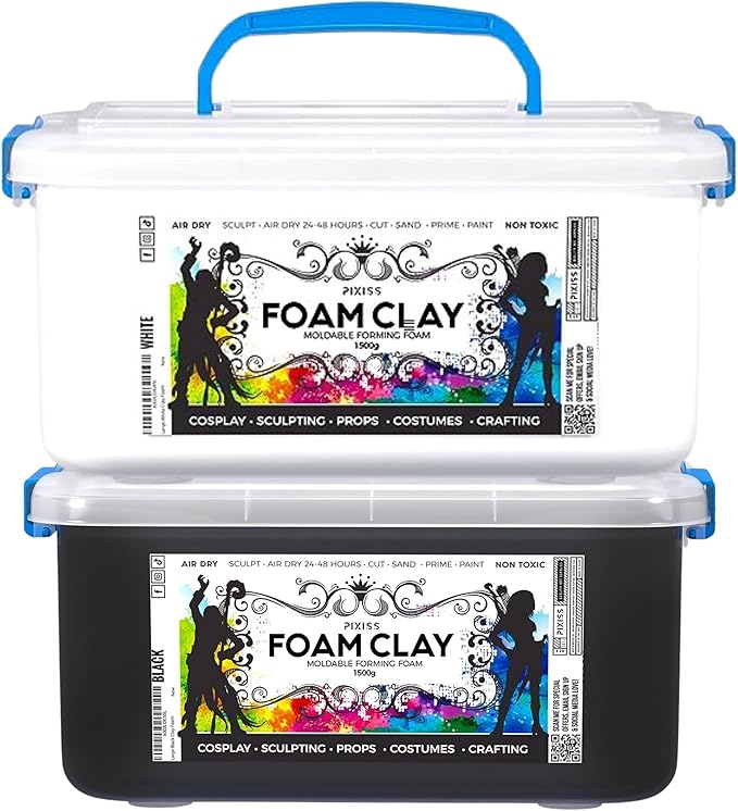 Pixiss Foam Clay (1500g, Black + White)