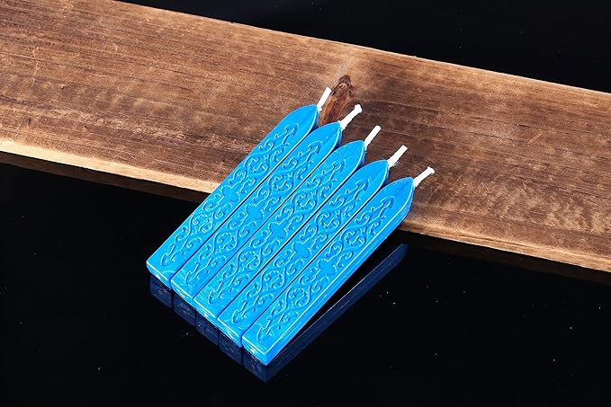Yoption 5 Pcs Totem Fire Manuscript Sealing Sticks with Wicks Multi-Color Cord Wick Sealing Wax for Postage Letter Retro Vintage Wax Seal Stamp (Royal Blue)