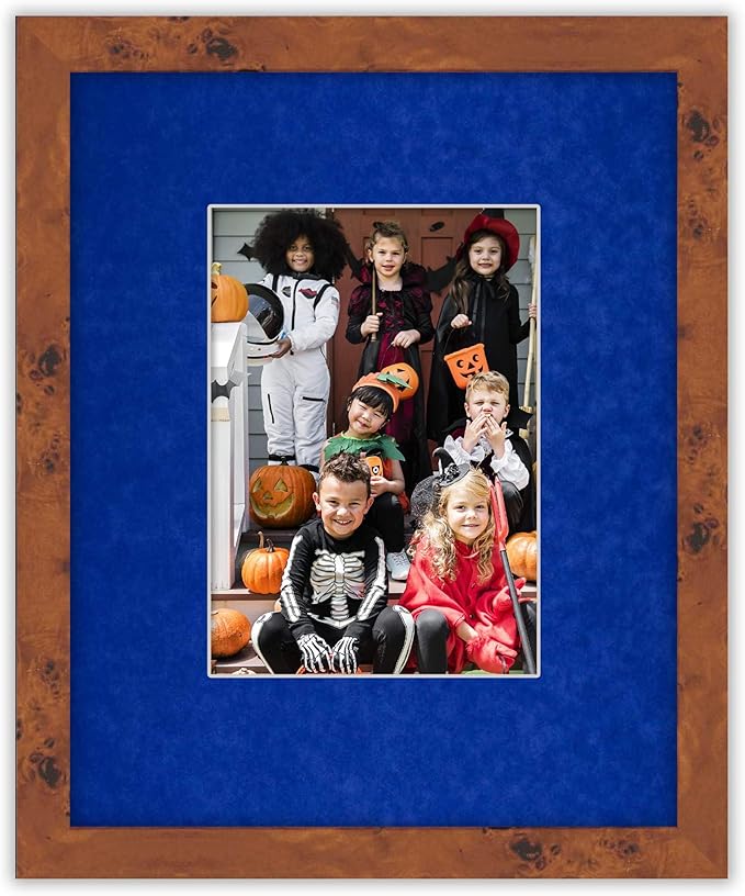 8x10 Mat Bevel Cut for 5.5x8.5 Photos - Acid Free Royal Blue Suede Precut Matboard With Backing Board and Crystal Clear, Self Seal Photo Mat Bag - For Pictures, Photos, Framing - 4-ply Thickness