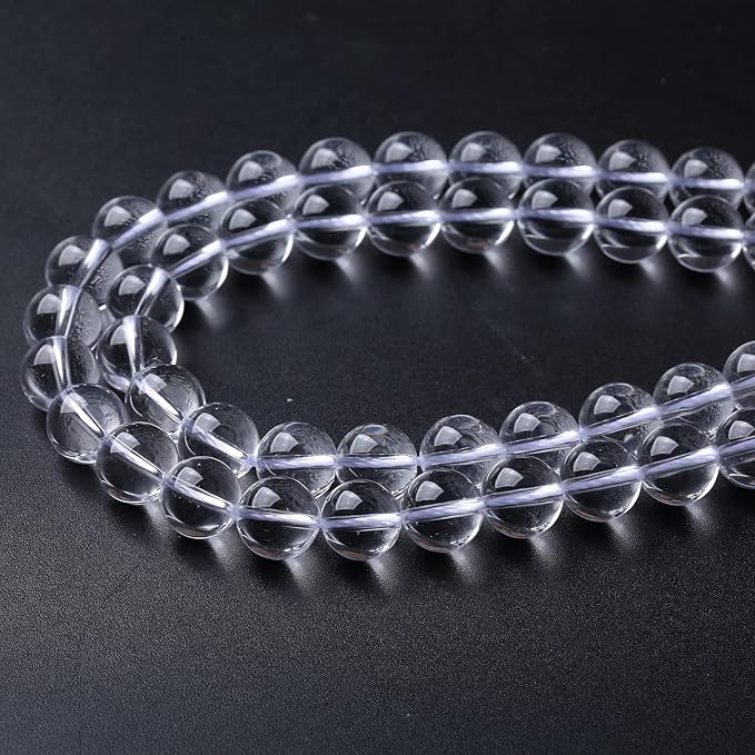 AAAAA Natural Clear White Crystal Quartz Beads Round Loose Spacer Beads for Jewelry Making DIY Bracelets Crystal Energy Healing Power Stone 45pcs 8mm 15 Inch
