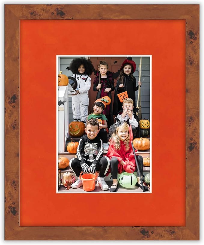 8.5x11 Mat Bevel Cut for 7x9 Photos - Acid Free Orange Suede Precut Matboard - For Pictures, Photos, Framing - 4-ply Thickness