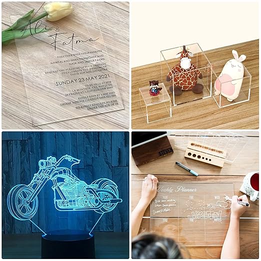 Clear Acrylic Sheet 12" x 16" Cast Plexiglass Panel 1/8" Thick (3mm) Transparent Plastic Board for Sign, Craft, Display Projects, Laser Cutting, Engraving, Pack of 2
