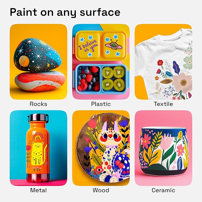 ARTISTRO 120 Dual Tip Brush + Fine Acrylic Paint Markers - Easy for All Ages & Levels Paint Pens for Fabric, Rock, Glass, DIY - Halloween Pumpkin Painting Kit, Art Supplies, Christmas Gift