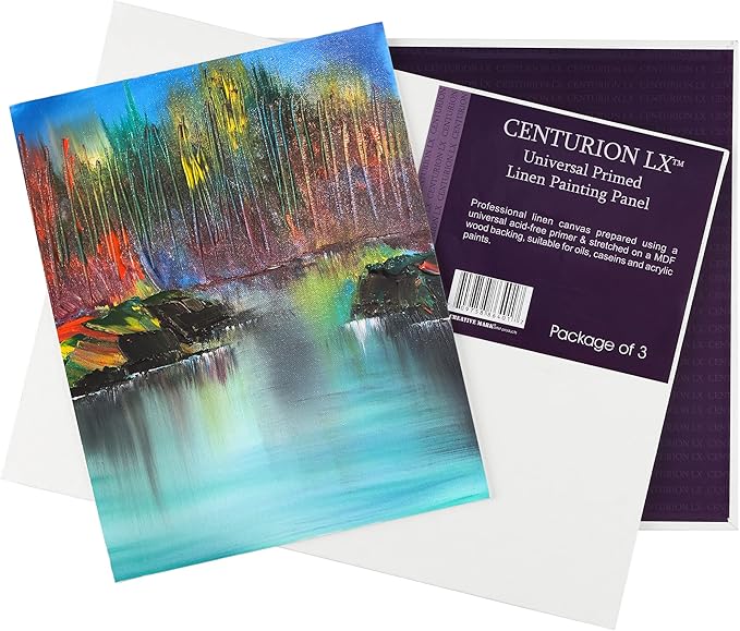Centurion All-Media Primed Linen Panels - 16x20 3 Pack - 11oz Universal Primed Canvas Boards for Painting, Mounted on MDF Wood, Non-Warping, Ideal for Artists, Professionals, and Painters