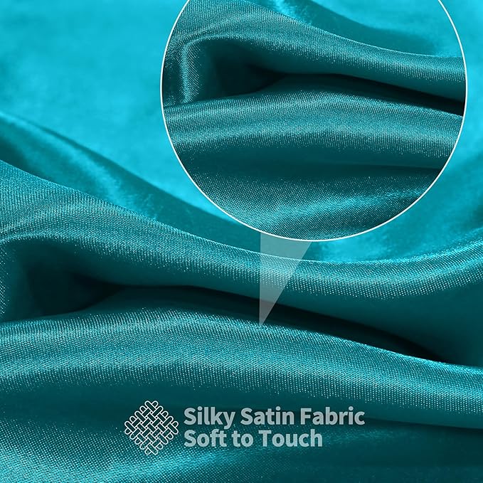 RUDONG M Teal Satin Fabric by The Yard, 1 Yard x 60 Inch Wide Silky Charmeuse Satin Fabric, Soft Satin Fabric for Wedding Decorations, Bridal Dress, Sewing, Accessories, DIY Crafts