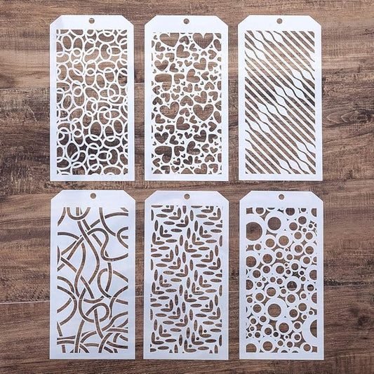 DIY Decorative Stencil Template for Scrapbooking Painting on Wall Furniture Crafts,Set of 6 (Heart)