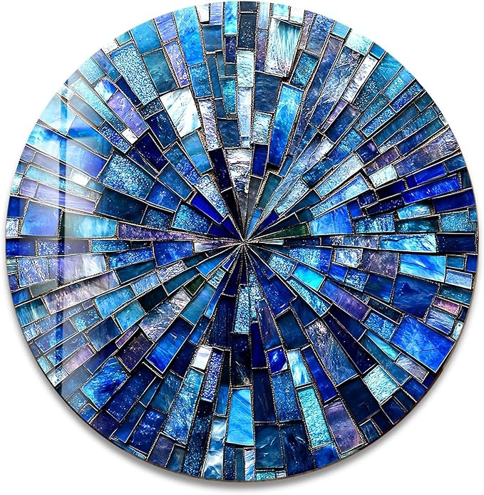 My Photostation.com 31.5''(80cm) Diameter Radiant Mosaic Burst Round Glass Wall Art Tempered Glass Printing Wall Decor Large Wall Art Wall Hangings