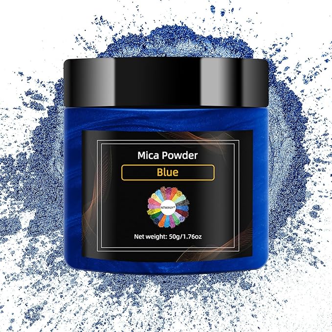 Blue Mica Powder for Epoxy Resin，Natural Shimmer Mica Powder Used for Coloring car Spray Paint, Candles, soap, Eye Shadow, Lip Gloss, Nail Polish(50g/1.7oz)