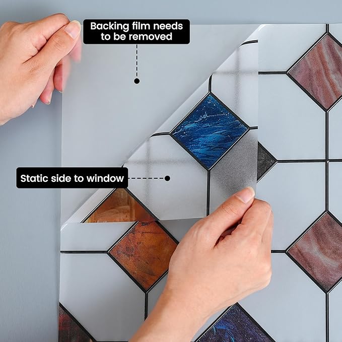 DKTIE Window Privacy Film Frosted Glass Static Cling UV Sun Blocking Heat Control Window Tint Day and Night Insulation Home Bathroom Door Decorative (S533, 23.6in X 78.7in)