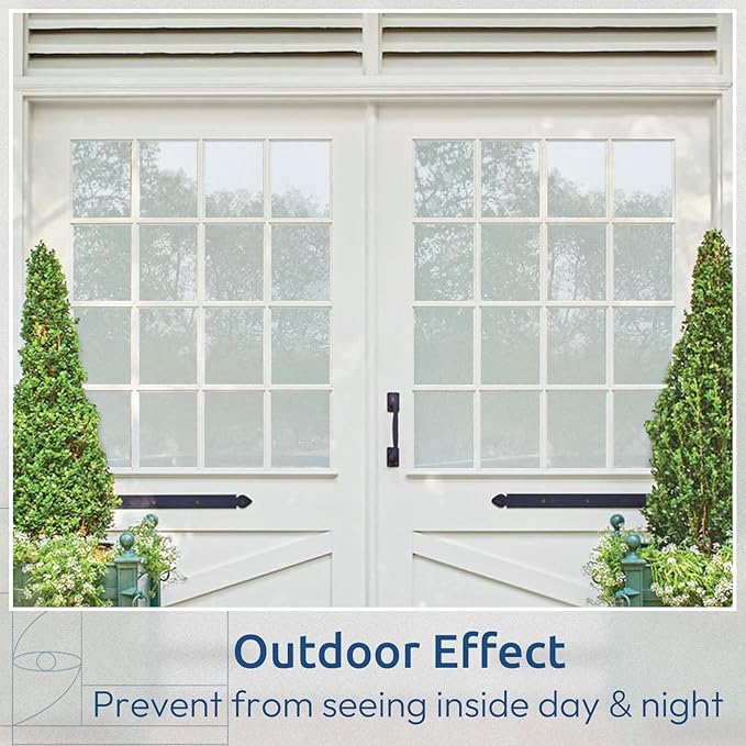 rabbitgoo Window Privacy Film, Non-Adhesive Frosted Glass Window Film for Bathroom, Static Cling Heat Blocking Stickers for Home Indoor Opaque Frosting Coverings House Tint, Matte White 17.5" x 78.7"