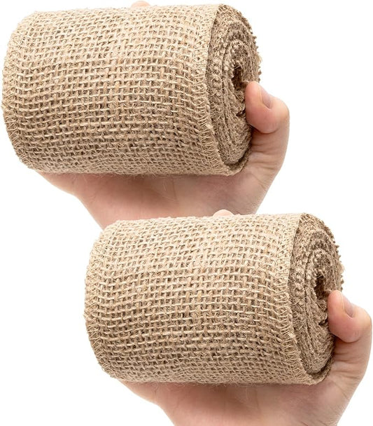 4 Inch Natural Burlap Fabric Roll 10 Yards, Jute Ribbon for DIY Gift Wrapping, Craft Projects, Wedding, Christmas, Home Decoration (10 cm, 4 in)
