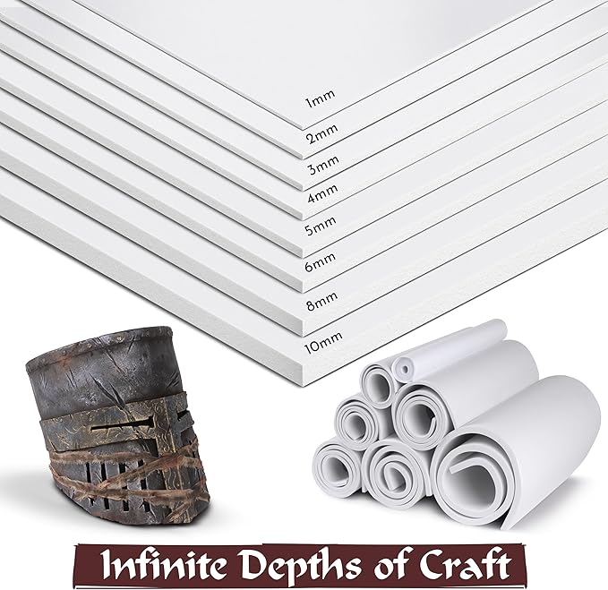 2-Pack EVA Foam Cosplay Bundle - 2 Pack: 1mm Thick (White) 14" x 39" Sheet - Premium Foam Sheets - Ultra High Density Craft Foam 85 kg/m3 - by The Foamory