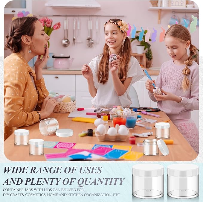 SATINIOR 36 Pieces 10 oz Plastic Jars with Lids Wide Mouth Airtight Reusable Container Acrylic Cosmetic Small Jars for Lotions Ointments Travel Toiletries Creams Make up Storage(White)