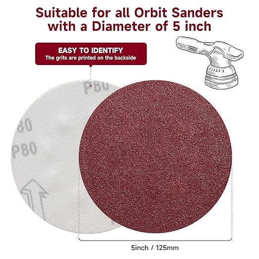 5 Inch 100 PCS Sanding Disc 120 Grit,Hook and Loop Sanding Discs for Random Orbital Sander