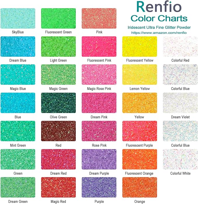 Renfio Iridescent Ultra Fine Glitter Powder Resin Supplies Glitters 1.94 Oz (55g) PET Flake Crafts Sequins 1/128" 0.008" 0.2mm Epoxy Chips Flakes for Tumblers Slime Olympic Decorations - Yellow