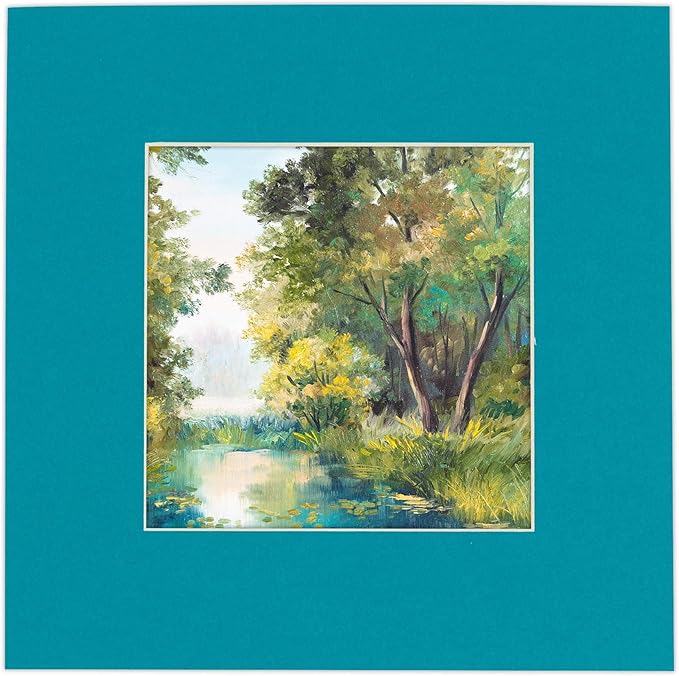 5x7 Mat for 8.5x11 Frame - Precut Mat Board Acid-Free Show Kit with Backing Board, and Clear Bags Teal Blue 5x7 Photo Matte Made to Fit a 8.5x11 Picture Frame Matboard for Framing, Pack of 100 Mats