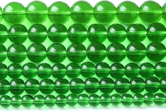 38pcs 10mm Smooth Green Crystal Glass Quartz Beads Round Loose Beads for Jewelry Making DIY Bracelet Necklace 15" Energy Healing Power Stone Beads (10mm, Green Crystal Glass)