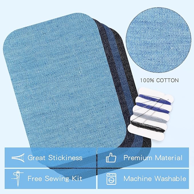 HTVRONT Iron on Patches for Clothing Repair, Cotton Patches Iron on, Black Repair Decorating Kit 20 Pieces Iron on Patch Size 3" by 4-1/4" (7.5 cm x 11 cm)