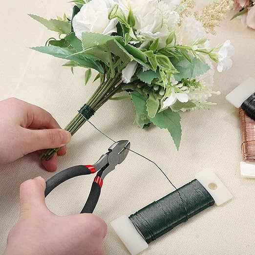 SONGZIMING Floral Arrangement Kit with Green Floral Tape, 22 Gauge Floral Wire Stems, 26 Gauge Paddle Floral Wire and Floral Wire Cutter for Bouquets banquets, Artificial Flowers