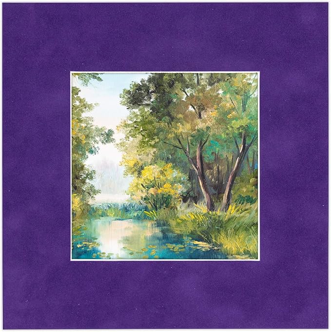 Pack of 25 Acid Free 11x14 Mats Bevel Cut for 8.5x11 Photos - Purple Crocus Suede Precut Matboards With Backing Boards and Clear Photo Mat Bags For Pictures, Photos, Framing - 4-ply Thickness