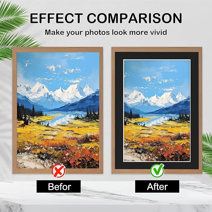 Prudiut 15 Pack 5x7 Black Picture Mats, Frame Mattes for 4x6 Pictures Display Photo Frame Mat Core Bevel Cut Mat Board Show Kit for Photos, Prints, Artworks