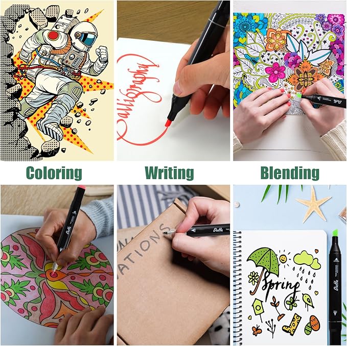 80 Colors Alcohol Markers Set, Dual Tips Blender Art Markers for Drawing Sketching Coloring Artist Pens and Underlining, Professional Permanent Sketch Marker for Kids Adult Coloring