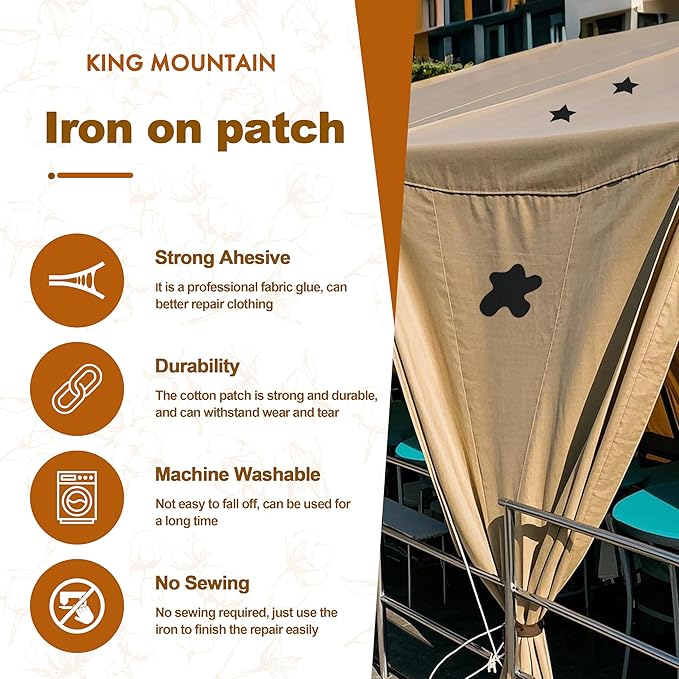 Iron on Patches, 8 Pieces Iron on Canvas Patches, Fabric Patches for Couch, Tent, Clothing, Seat, Canvas Repair Decorating Kit 3.7" by 4.9" (9.5 cm x 12.5 cm, Black)