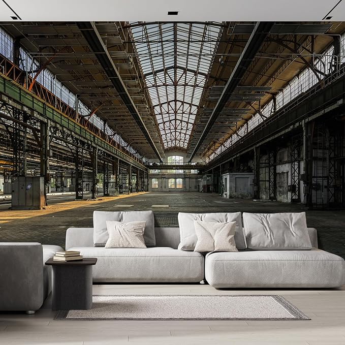 wall26 Industrial Interior of an Old Factory Building Removable Wall Mural | Self-Adhesive Large Wallpaper - 96x120 inches